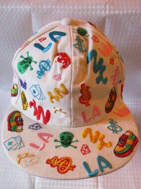TNT Fits New York Streetwear Multi-Colored Multi-Emblemed Flat Billed Cap/Hat M